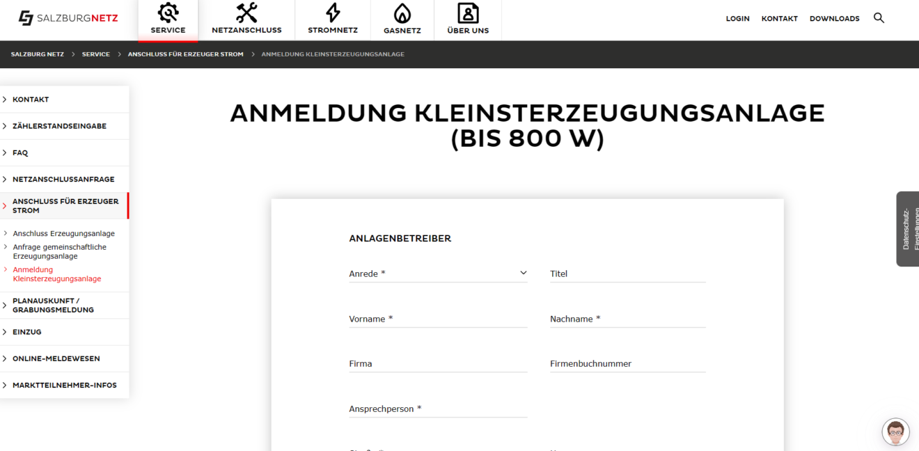 Anmeldung von Garten und Balkonkraftwerk beim Netzbetreiber Alpen